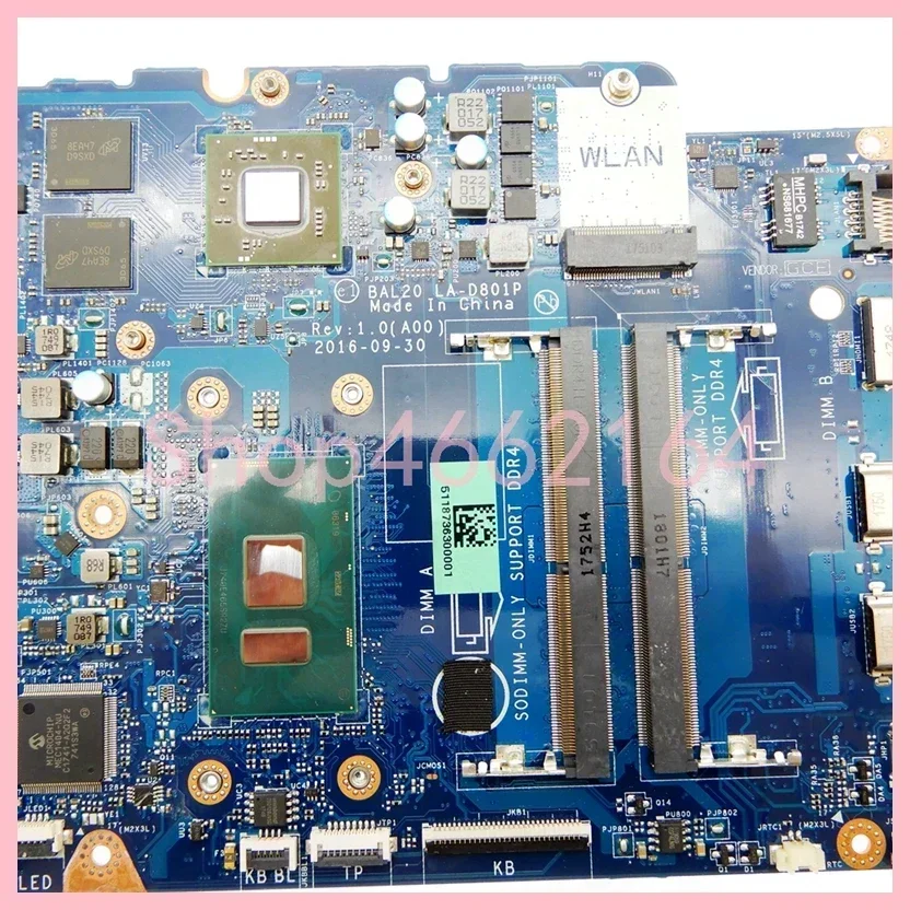 LA-D801P Met i5 i7-7th Gen CPU V2G-GPU Laptop Moederbord Voor DELL Inspiron 15 5567 5767 Notebook Moederbord CN-0KFWK9 0Y8N7H