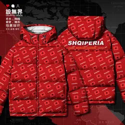 Republic of Albania ALB Albanian country flag White duck down Jackets Warm clothes stand collar mens Thick Winter down coat