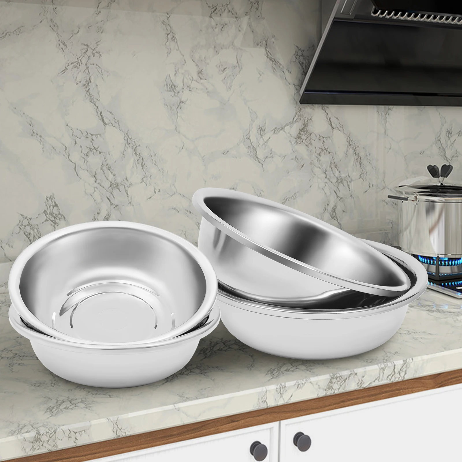 

2Pcs Stainless Steel Mixing Bowls Cooking Baking Kneading Bowls Stackable Storage Nesting Bowls for Kitchen Food Prep Storage