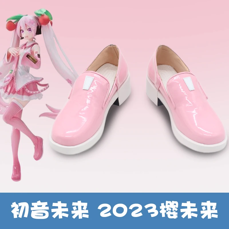 

Розовая обувь для косплея Мику, ботинки, аниме Сакура Мику, карнавальная обувь на Хэллоуин, индивидуальный заказ