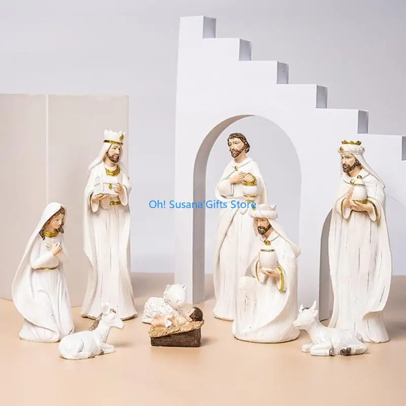 090D Manger Navidad Conjunto decoración Jesús Natividad para Iglesia Católica en casa