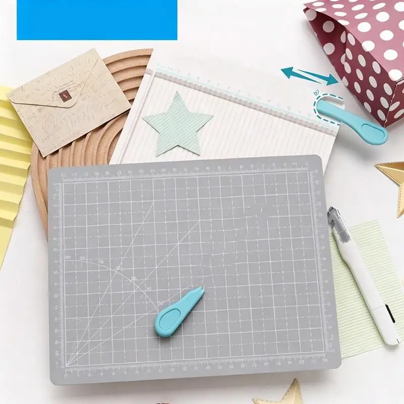 31BA Thickened PVC Paper Cutting Board with Reversible Scoring Side, Positioning Guides for Paper Crafts, Scrapbooking