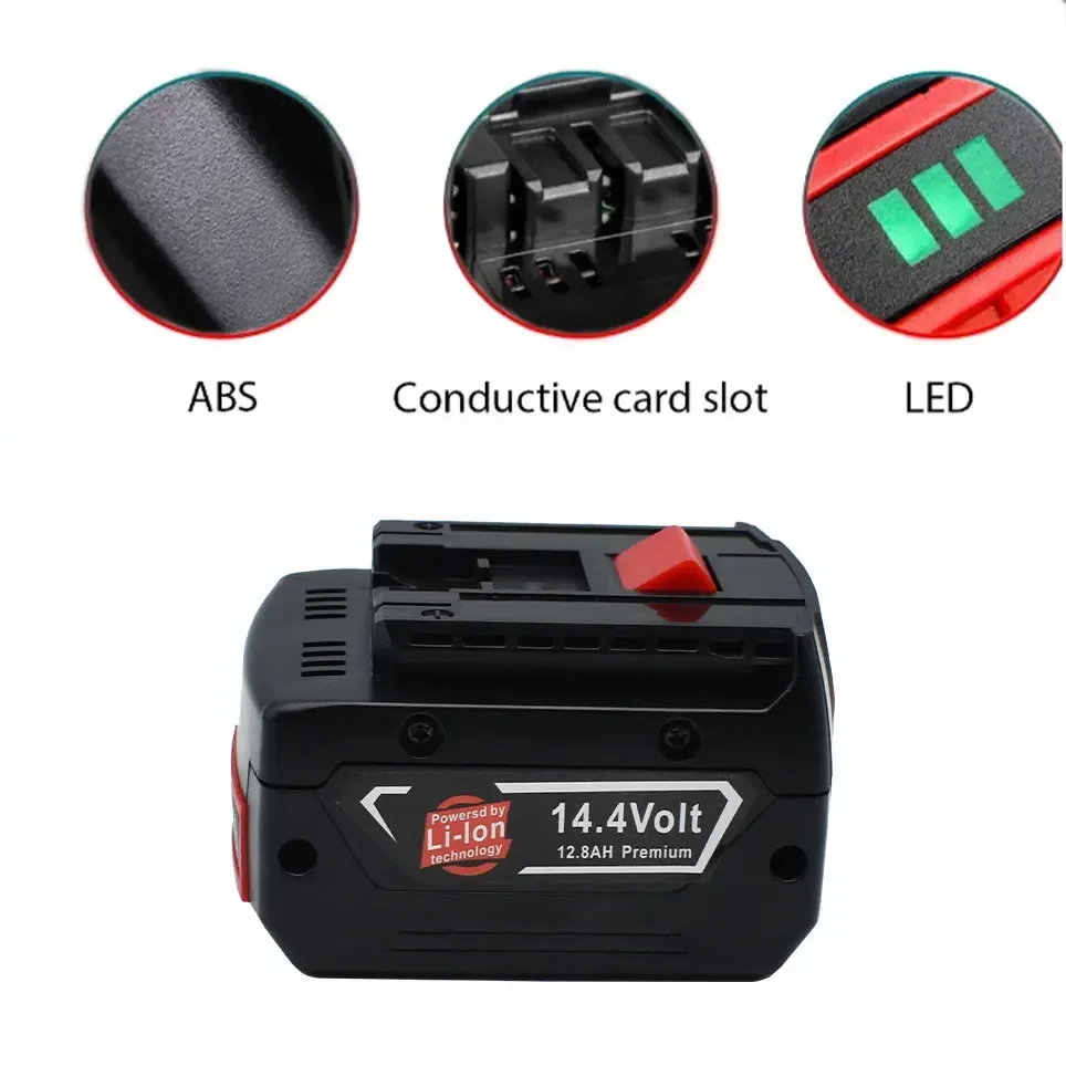 For BOSCH 14.4V 12.8AH Rechargeable Li-ion Battery Cell Pack for BOSCH Cordless Electric Drill Screwdriver BAT607G   BAT614G