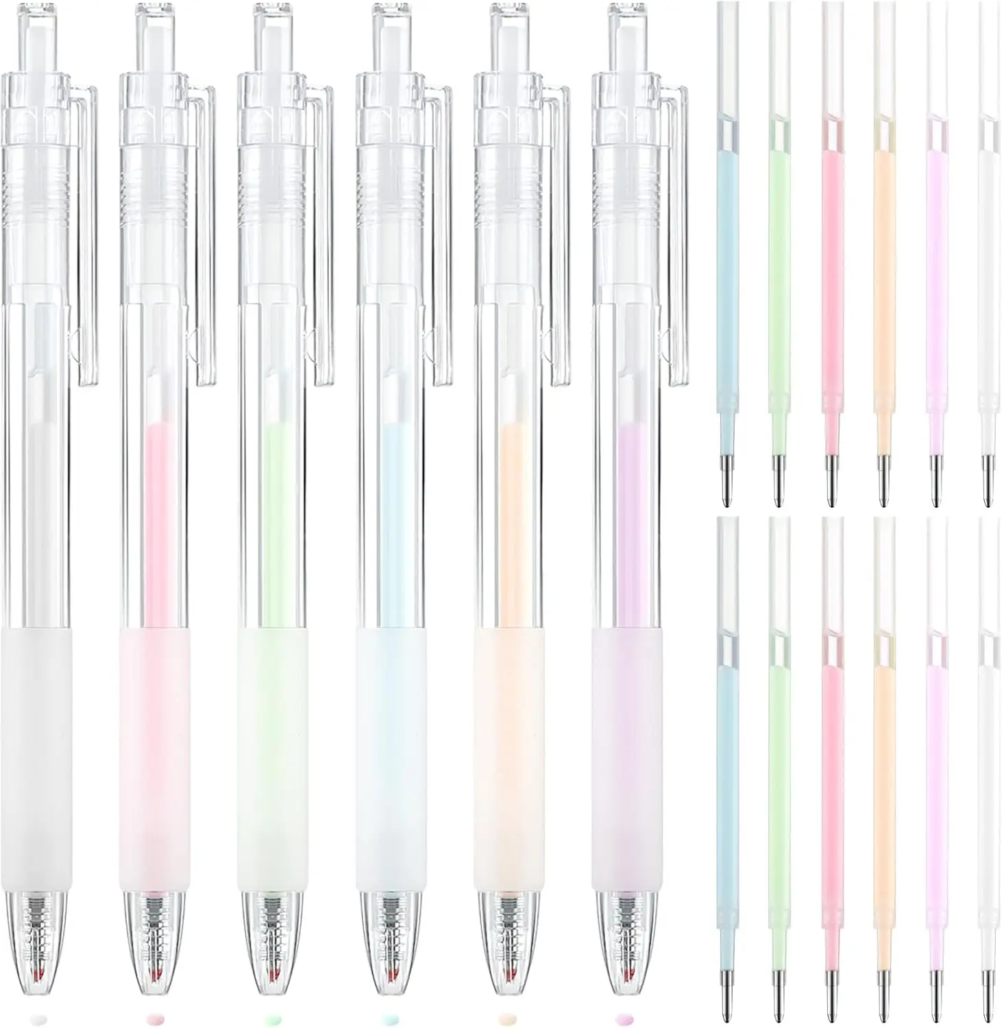 6 Pcs Quick Dry Ballpoint Glue Pen with 12 Pcs Glue Refills Easy Control and Precise Apply Liquid for Crafting Scrapbooking