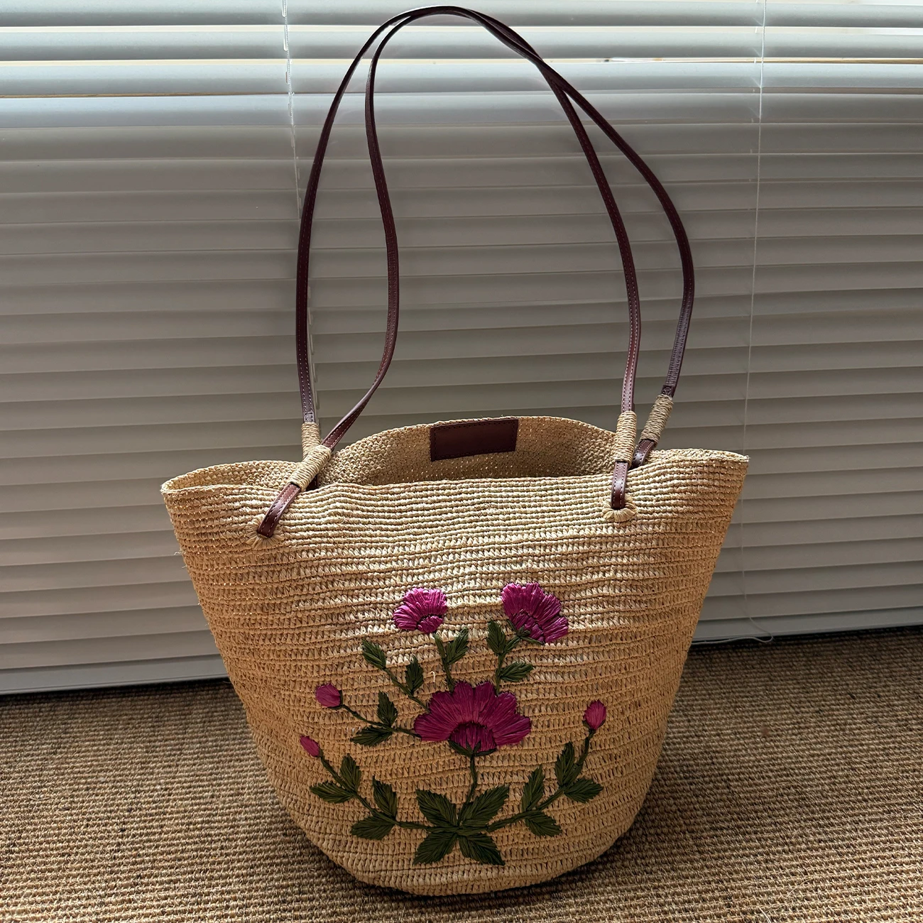 Fashion Cute Flower Bag Embroidery Woven Large Shoulder Bag Handbag Luxury Tote Shopping Vacation Holiday Shopping Bag