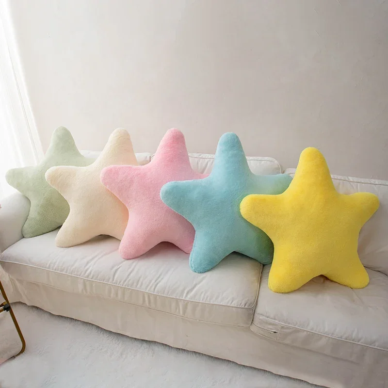 Travesseiro decorativo em forma de estrela, travesseiro para cama, pelúcia macia, travesseiro fofo, almofada de pelúcia para quarto de criança, sala de estar