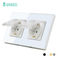 BSEED EU Sockets Power Outlets Outdoor Sockets Electiric Socket With Plastic Cover Waterproof For Bathroom Glass Frame 16A