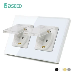 BSEED prese EU prese di corrente prese esterne presa elettrica con copertura in plastica impermeabile per telaio in vetro da bagno 16A