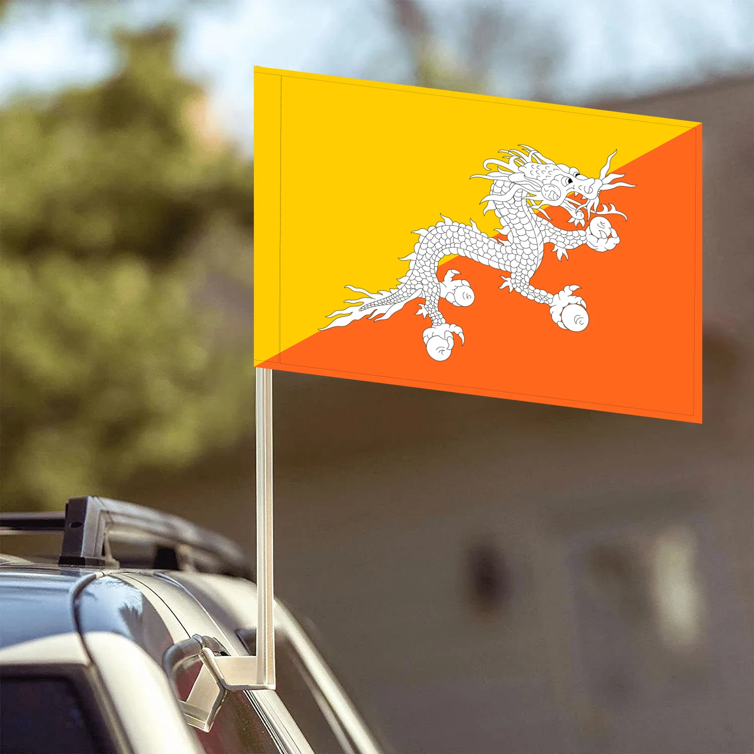 Flagnshow 100% Polyester Bhutan Car Flags