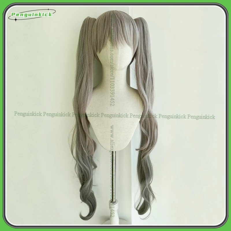 Nighcord SEKAI MIKU Cosplay peluca sintética larga y ondulada, doble cola de caballo gris flequillo pelo Vtuber Game Anime Role-play Real Pictures