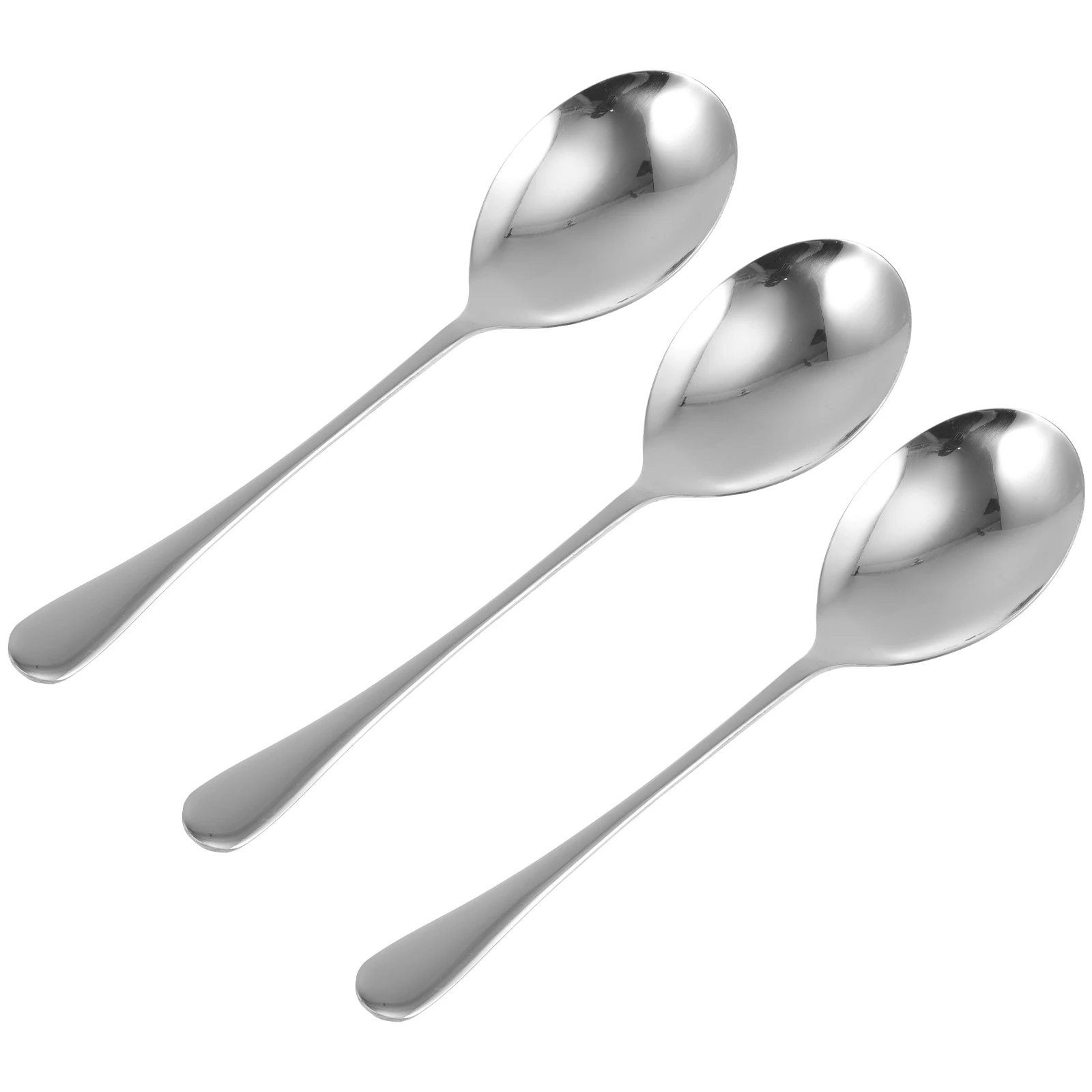 

3pcs Stainless Steel Serving Spoons Reusable Rice Soup Ergonomic Design Hygienic Communal Spoon Food Tableware