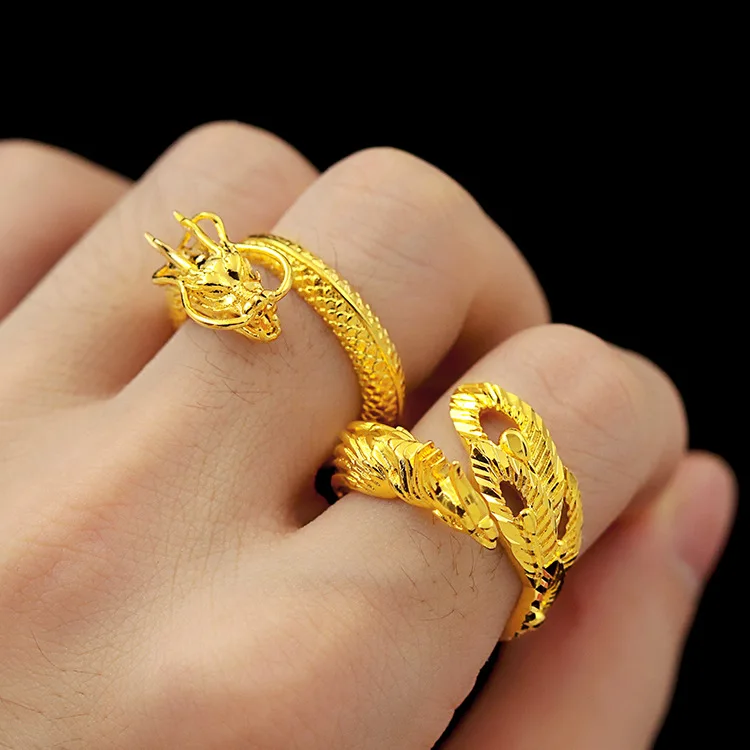 Chinese Tradition Wedding Dragon Phoenix Ring for Women Men Lover Couple Ring Original Valentine's Day Fine Jewelry Gifts