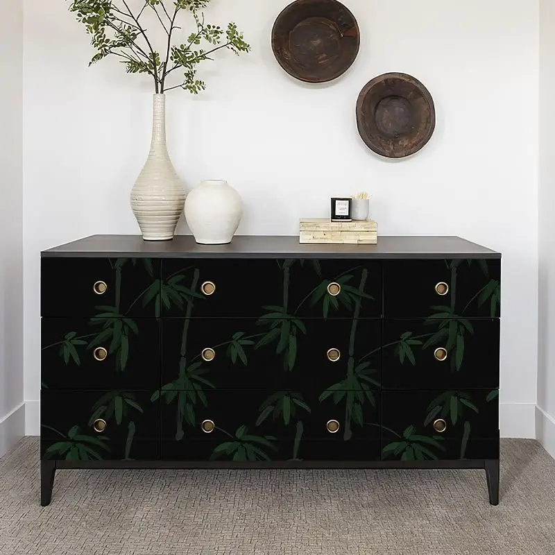 Bamboo Self-Adhesive Wallpaper Liner Paper Removable Green Peel and Stick Wallcoverings Waterproof Wall Stickers for Home Decor