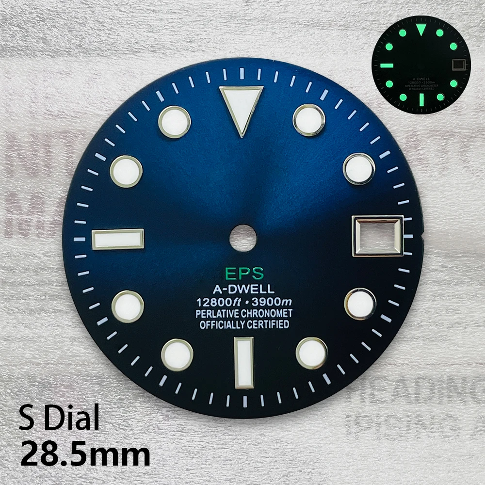 Cadran SUB avec logo S, adapté au mouvement NH35, NH36, cadran vert Shoous Sunray nickel é, accessoires de modification de montre, 28.5mm