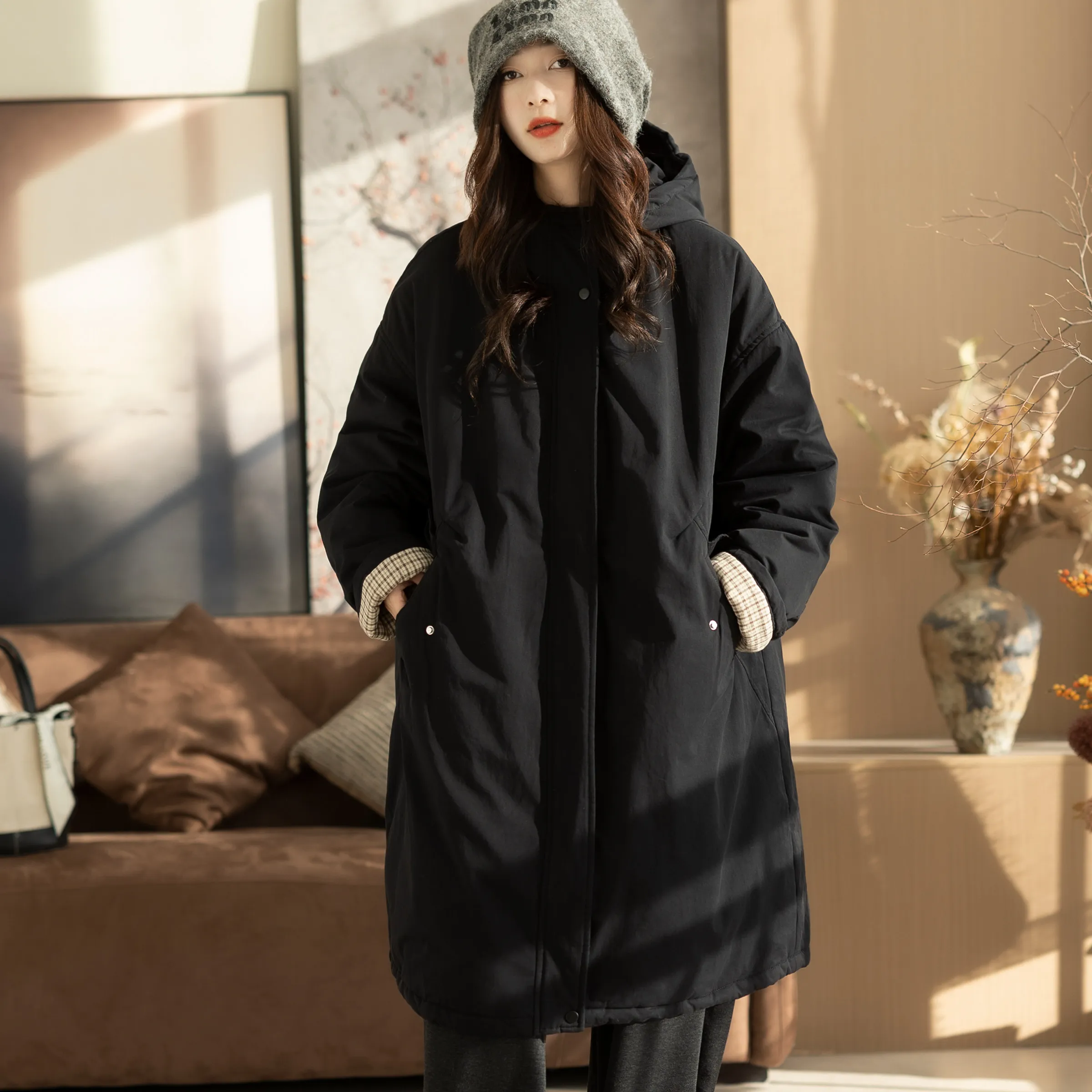 Winter New Women's Windbreaker Cotton Jacket Loose Hooded Down Cotton Jacket