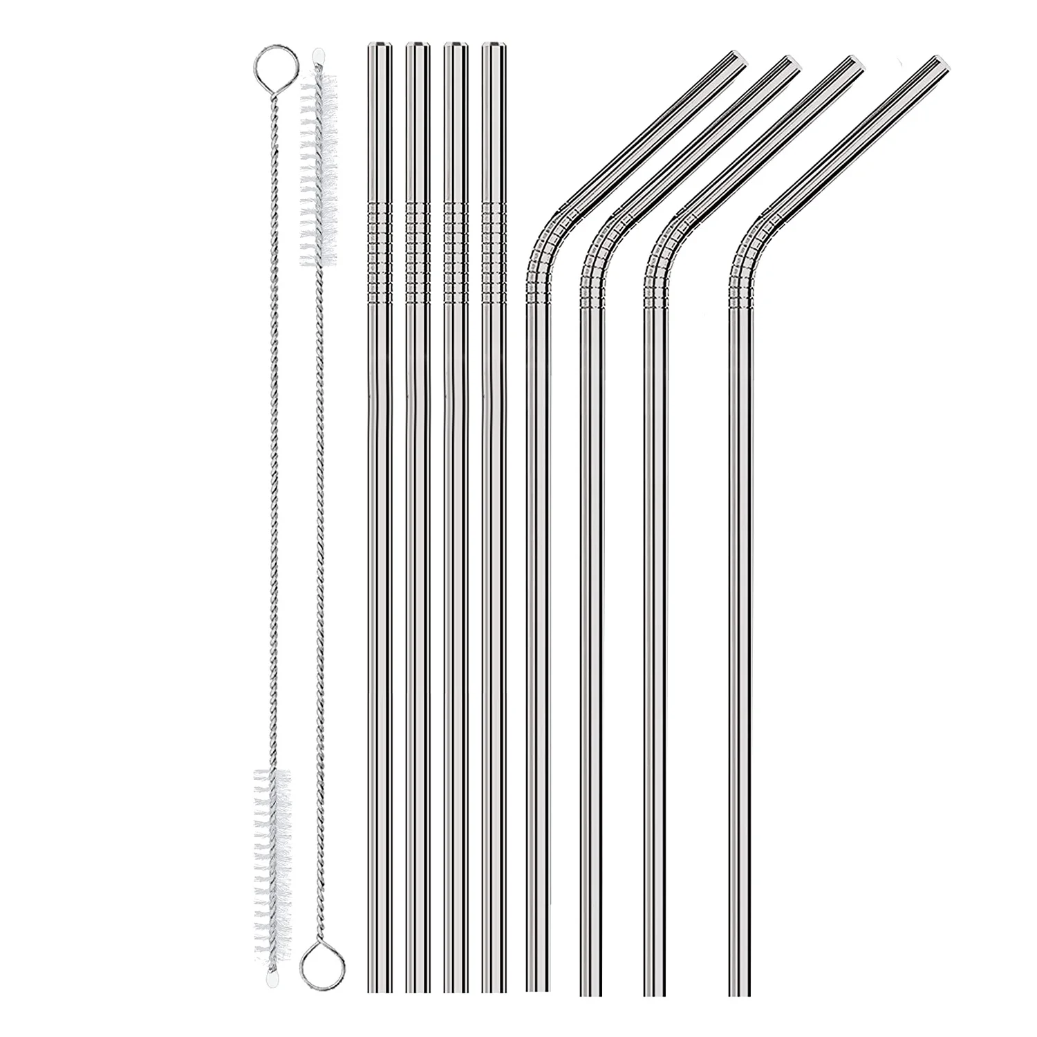 Palhas de aço inoxidável reutilizáveis e ecológicas, para copo, coquetel, com viagem, 8.5 polegadas