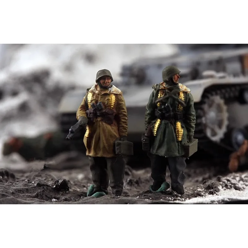 1/72 Scale 2Pcs Diecast เรซิ่นเยอรมันฤดูหนาว 2 ทหาร Action Figures DIY ฉากอุปกรณ์เสริมจอแสดงผลคอลเลกชันของขวัญ