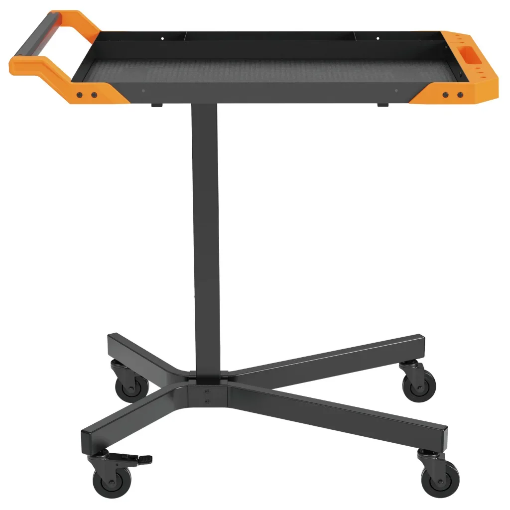Adjustable Height Mobile Work Table with Wheels, Portable Work Bench Rolling Tool Tray Cart for Garage Bike Work Shop DIY