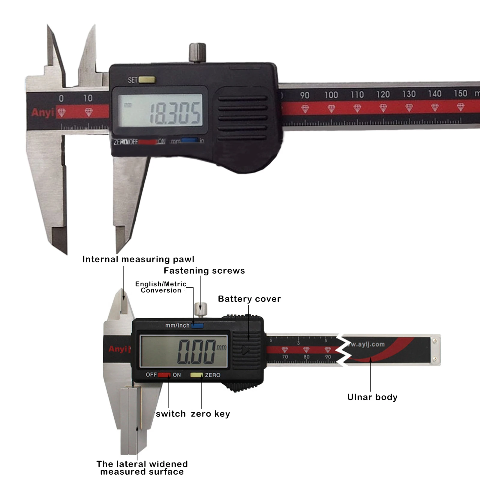 

6-Inch 0-150mm Digital Calipers Electronic Digital Vernier Caliper Metal Micrometer Measuring Tool Vernier Caliper Gauging Tools