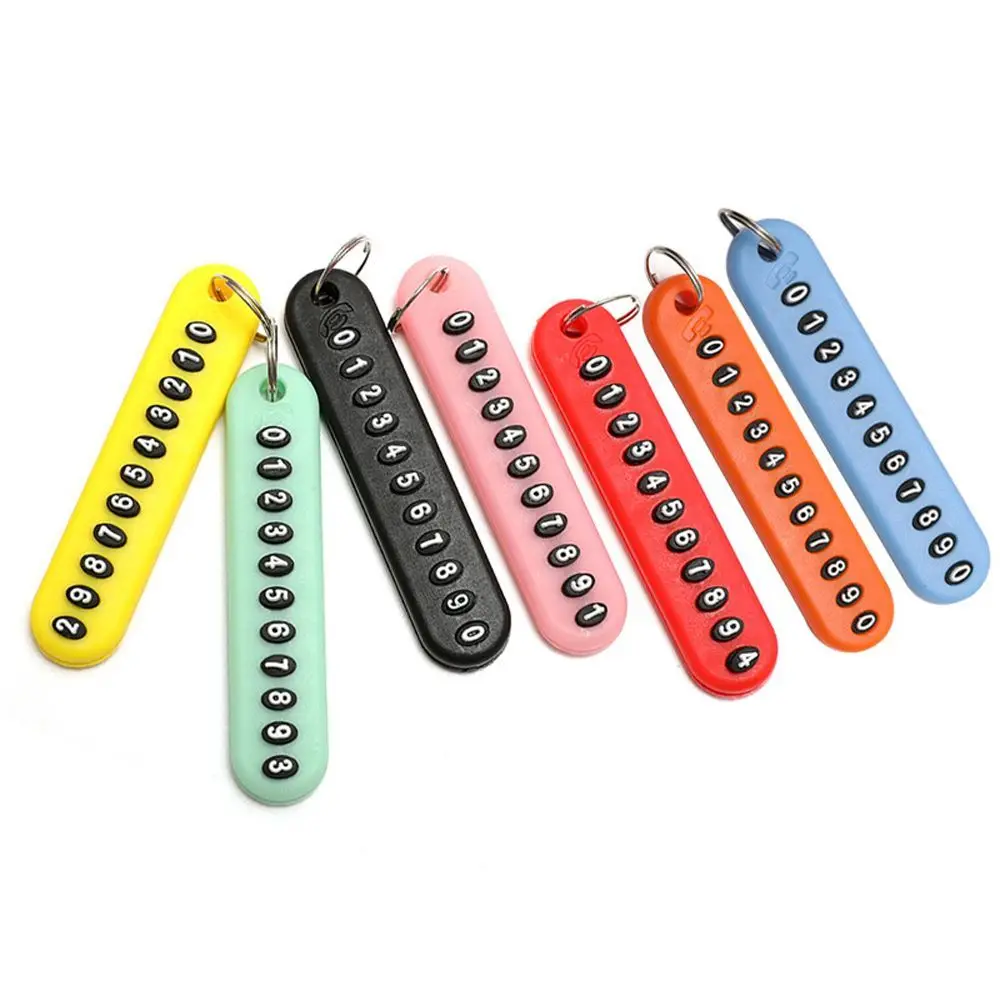 Parking Ornament Auto Vehicle Accessories Key Pendant Anti-lost Key Chain Phone Number Key Ring Phone Number Plate Card