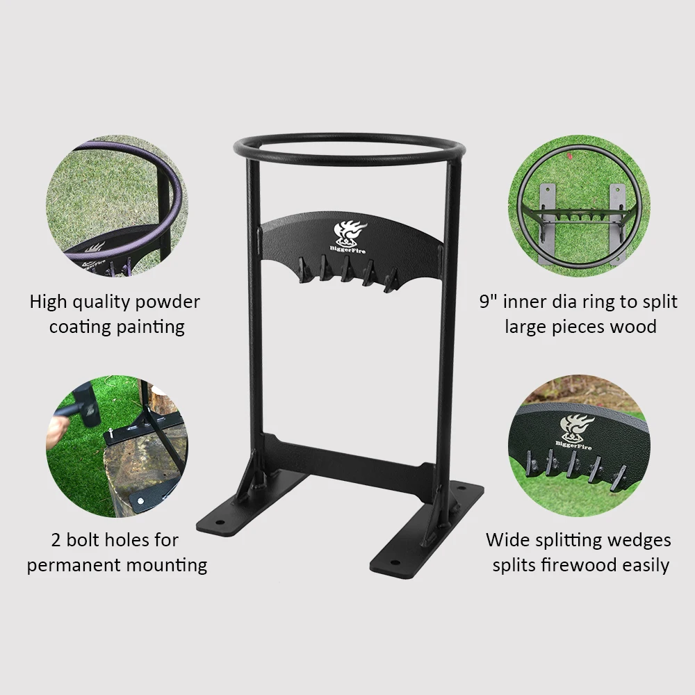 Wood Splitter, Manual Carbon Steel Wood Splitter, Wood-Splitting Tool for Indoor Outdoor Use with hammer