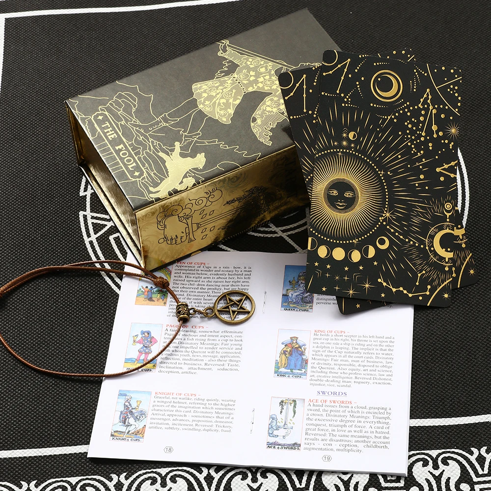 Plastic Waite gold foil tarot rider card English card waterproof game poker divination girl emotional interaction board game