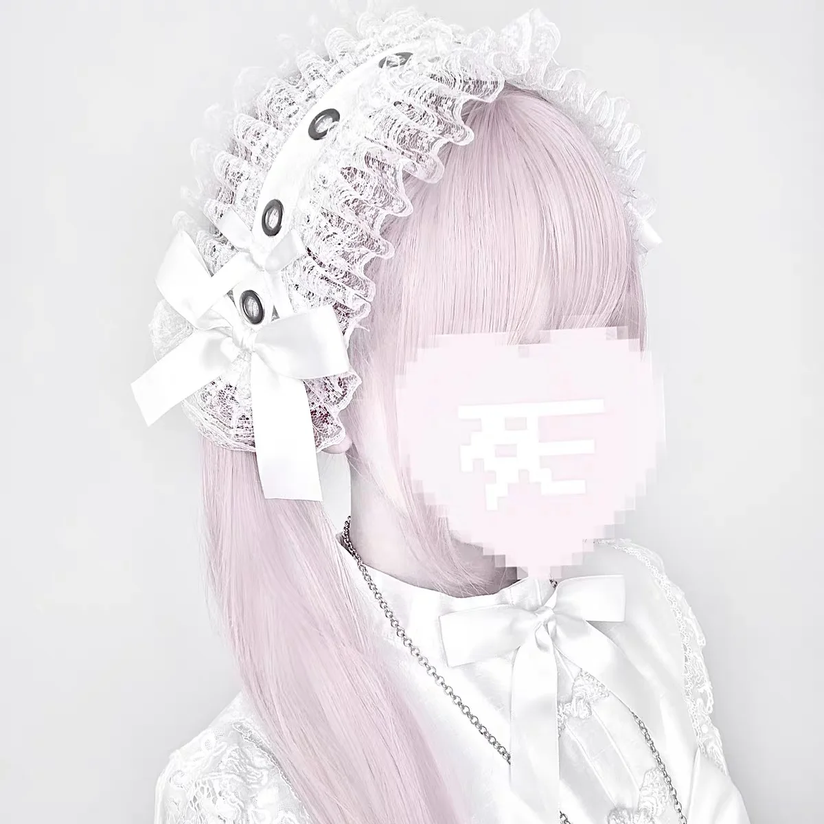 New Handmade Lolita Harajuku Hollow Out Headband Y2K Subcultural Lace Bow Rivets Headpiece Dark Gothic KC Medical Hair Accessory