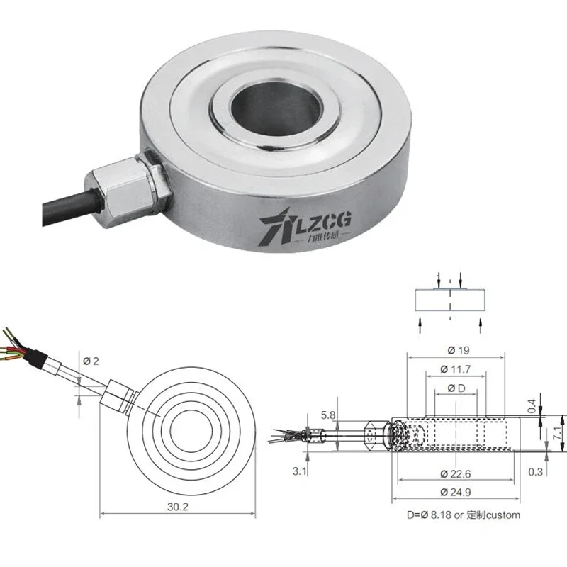 Mini Ring Shaped Force Sensor Pressure Push Load Cell Transducer Hollow Spoke Wheel Type 20kg 5/10/30kg 50kg Micro Donut Washer