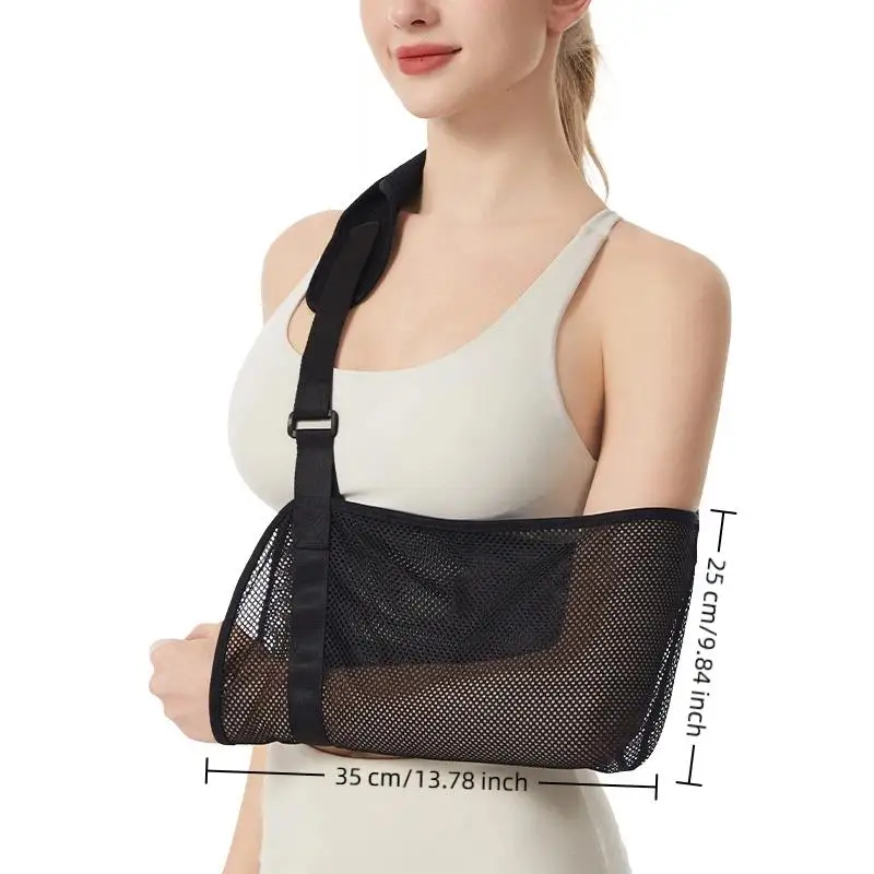 Armschlinge aus atmungsaktivem Netzgewebe mit verstellbarem Riemen, Universalgröße für die Rehabilitation von Knochenbrüchen und Verletzungen. – Detail 1