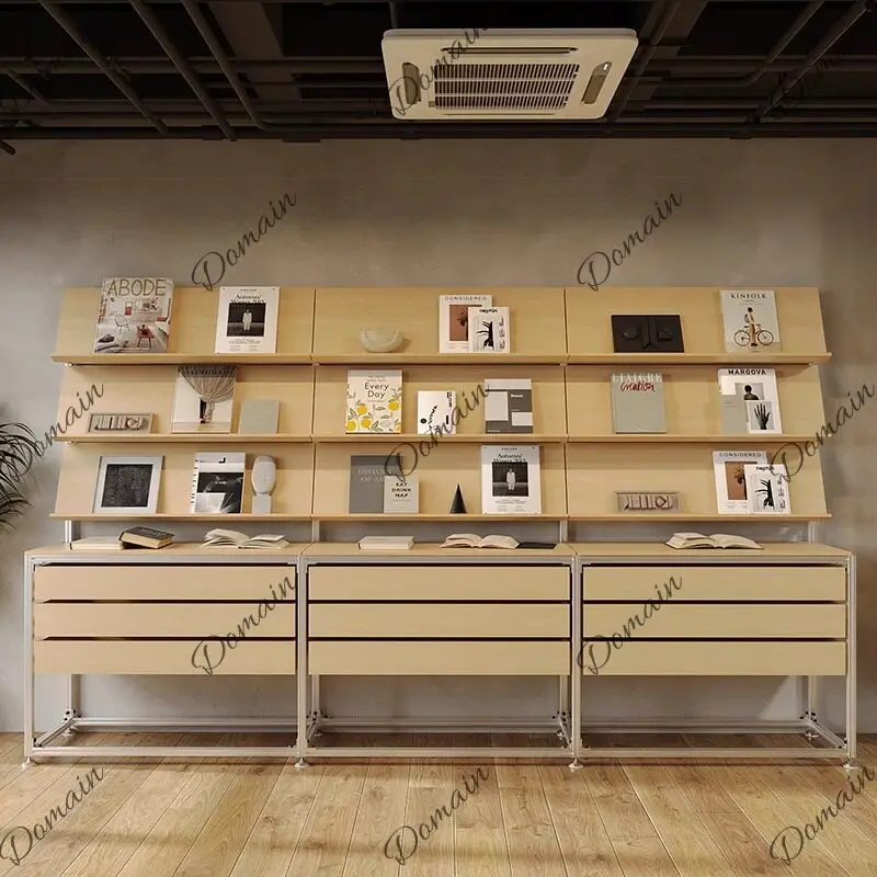 Bauhaus birch ocean plate aluminum profile display rack floor-to-ceiling multi-layer bookshelf storage display shelf