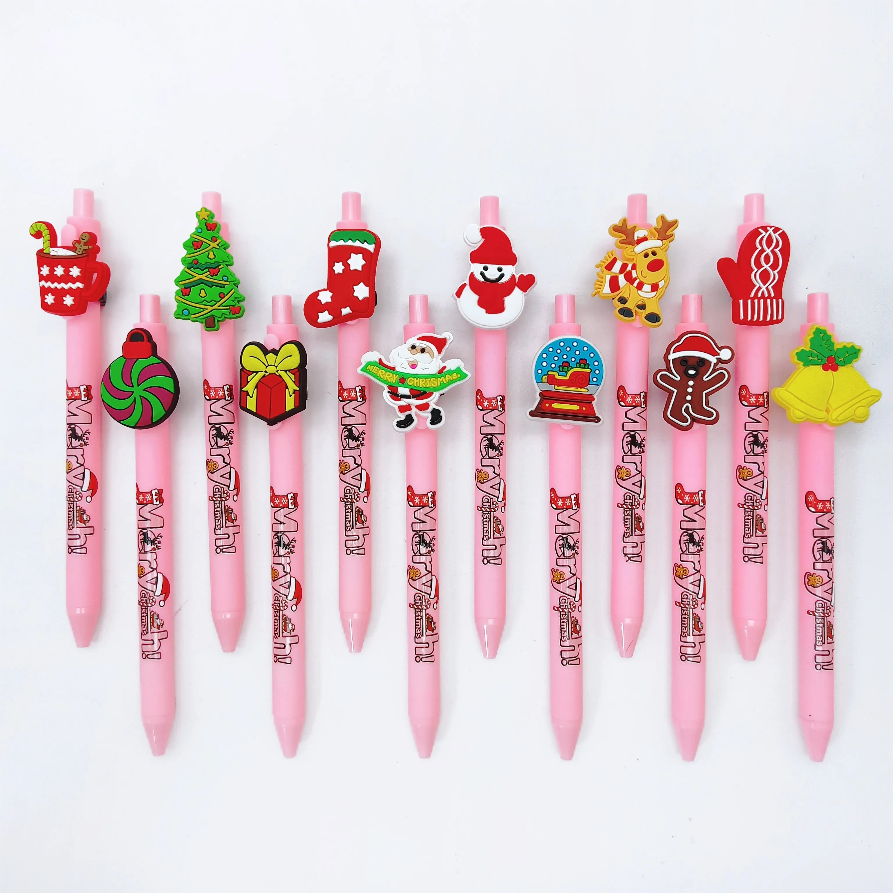 

12 шт./20 шт. розовая рождественская шариковая ручка, шариковая ручка с элементом снеговика Санта-Клауса, ручка для письма для студентов