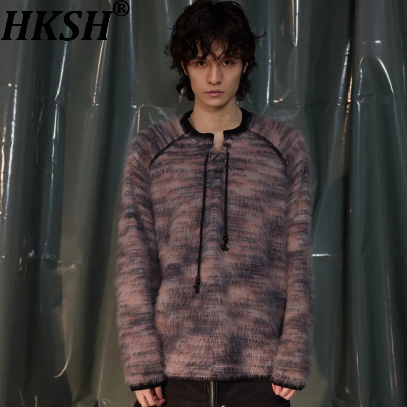 

HKSH весна осень мужской нишевый свитер в стиле панк свободный универсальный тонкий круглый вырез ленивый стиль нишевый дизайн шикарный пуловер Ins HK14569