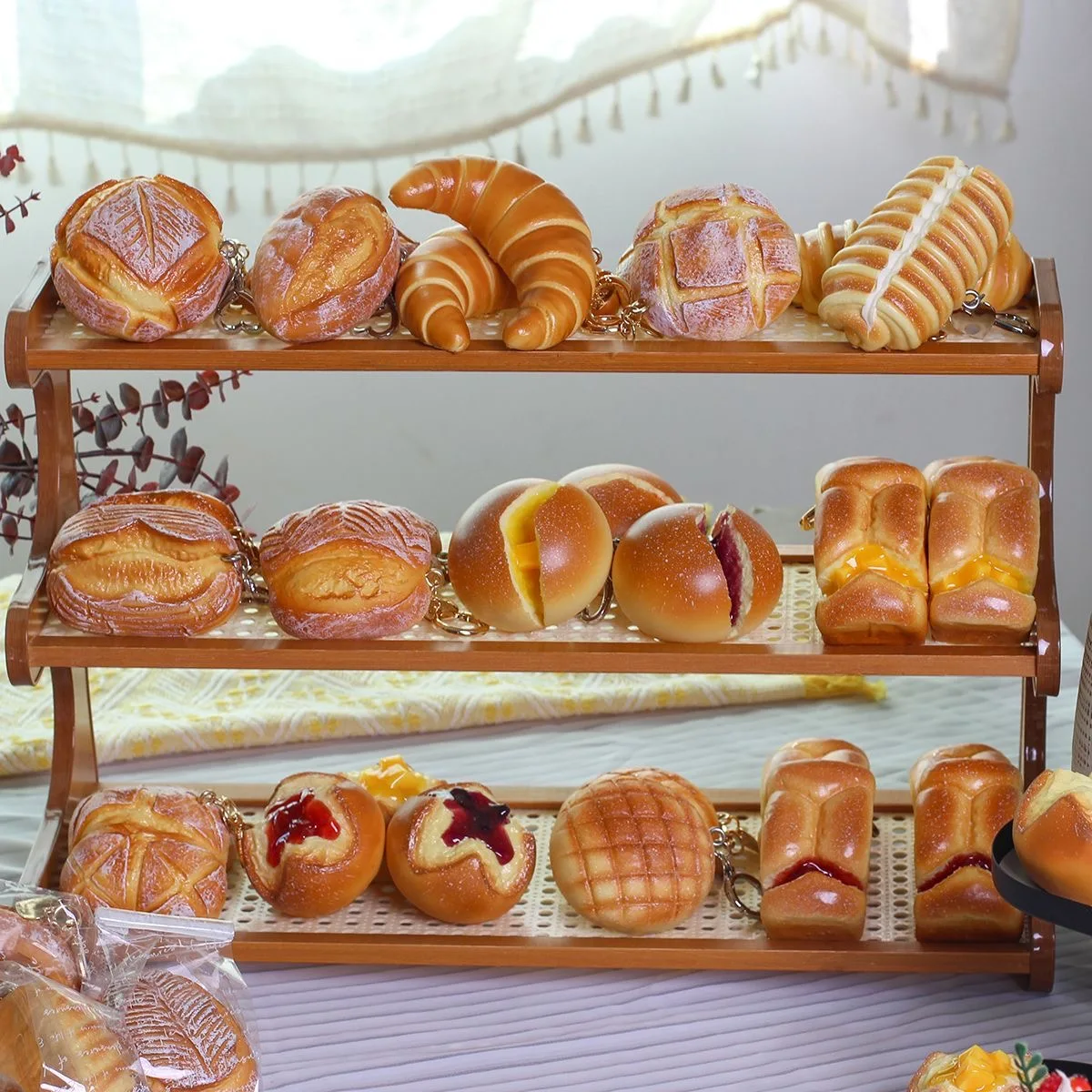 1 Piece Simulation Open Potato Bun Art European Bun Bag Pendant Car Hanging Decoration