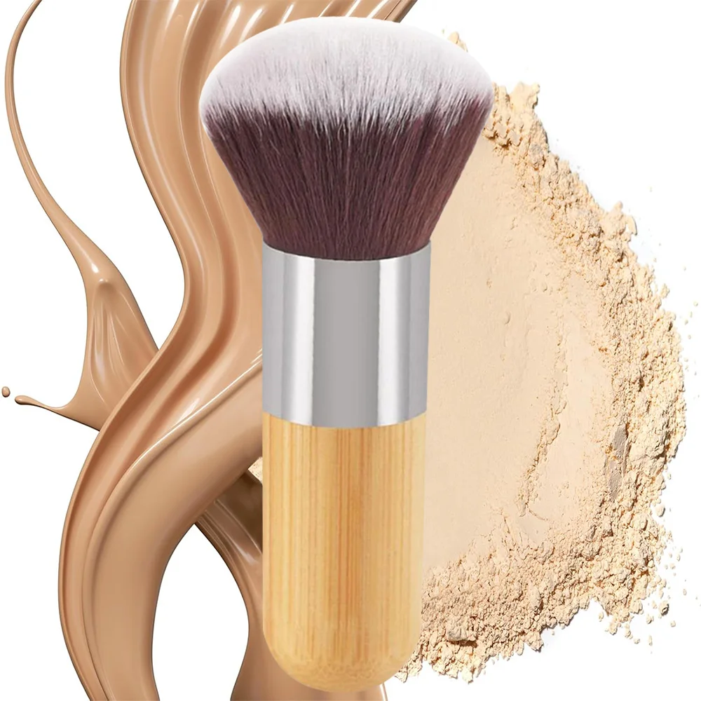 مجموعة فرش مكياج مكونة من 3 قطع، فرشاة مكياج احترافية بمقبض من الخيزران للنساء، أداة تجميل لبودرة الوجه وأحمر الخدود #1