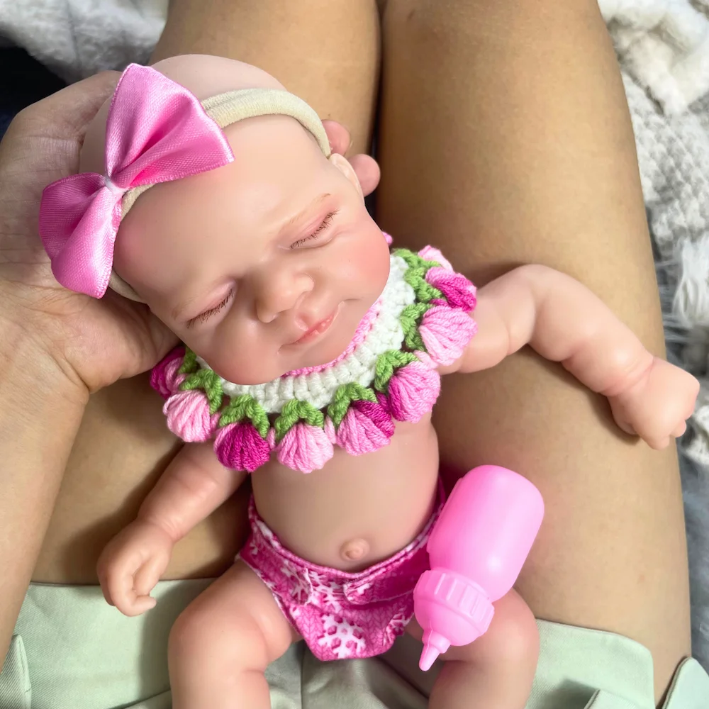 Mini 13 Polegada adorável pascale menina sólida silicone reborn bebê boneca lavável corpo macio silicone boneca brinquedo aniversário presente de natal