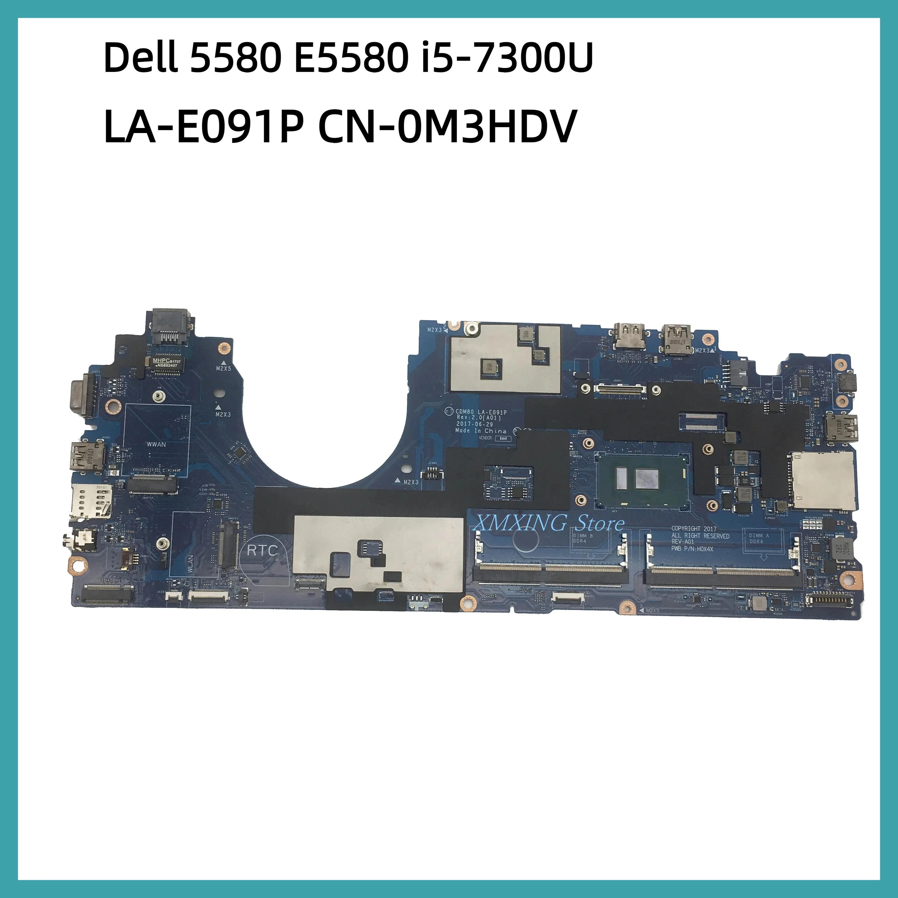 FULCOL Per DELL Latitude 5580 E5580 Scheda Madre Del Computer Portatile I5-7300U LA-E091P CN-0M3HDV 0M3HDV M3HDV Testato Al 100% di lavoro