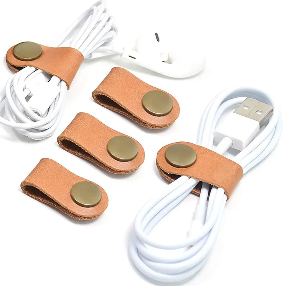 10 PCS Wrap Cord Organizer PU Leather Headset Winder Anti-lost Cable Management