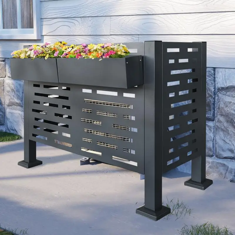 

4ft x 2ft Metal Outdoor AC Unit Privacy Fence Cover, 3 Panel Design to Conceal Air Conditioning Systems, Durable and Weather