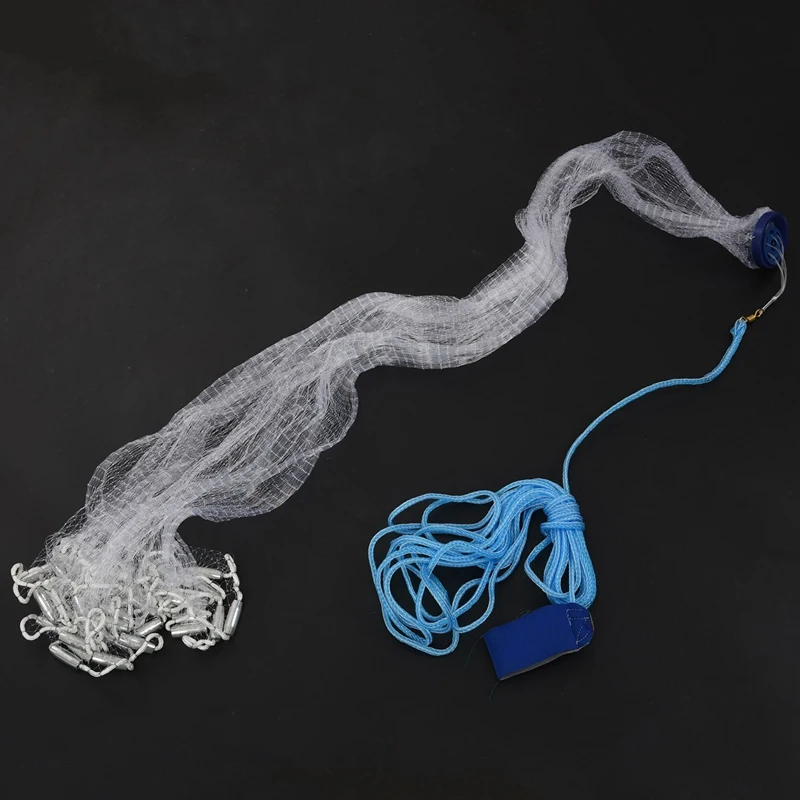 

Fishing net8Ft 2.4M Fishing Net Bait Easy Throw Hand Cast 3/4 inch Strong Nylon Mesh + Sinker