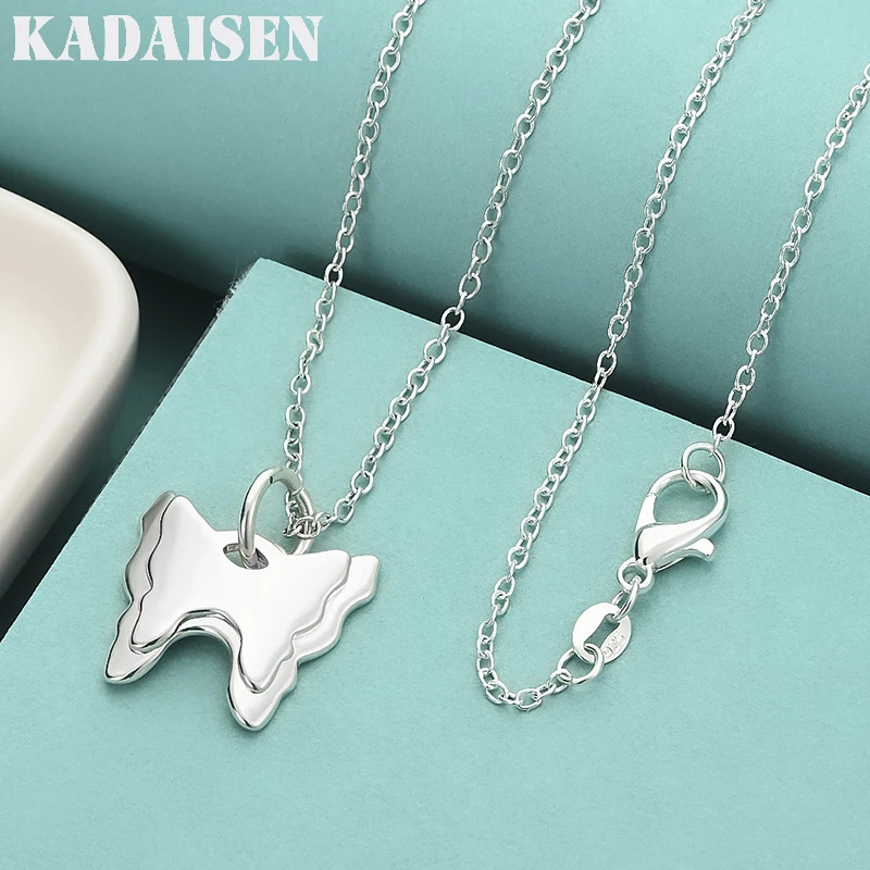 

925 Sterling Silver Double Butterfly 16-30 Inch Pendant Necklace For Women Wedding Fashion Jewelry