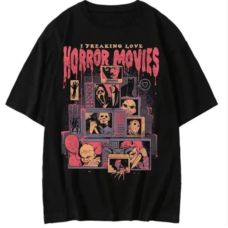 

Футболка с фильмами ужасов Death Ghost Мужская женская одежда Cleanfit Sle A-Line Sve Женская футболка из льняного материала