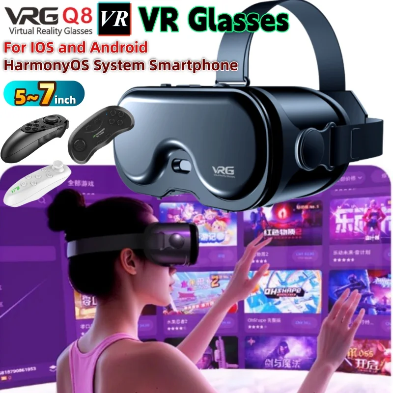 Original VRG Q8 VR Virtual Reality VR Glasses Google Cardboard Box VR Headset Helmet 3D GLASSES for IOS Android 5-7