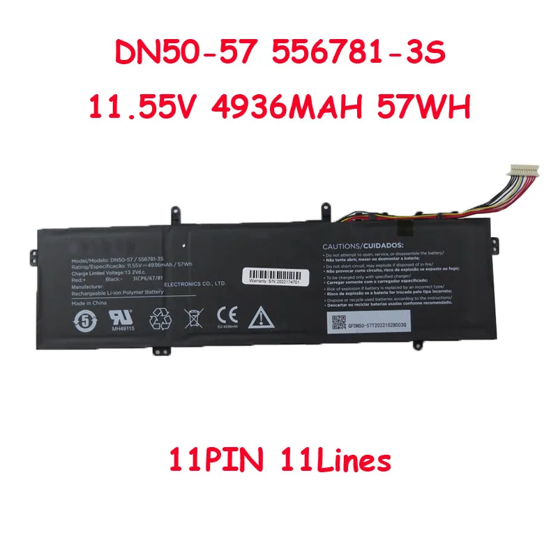 

Laptop Battery For Positivo DN50-57/556781-3S DN50-57 556781-3S 556781-3S-1 3ICP6/67/81 11.55V 4936MAH 57WH 11PIN 11Lines New