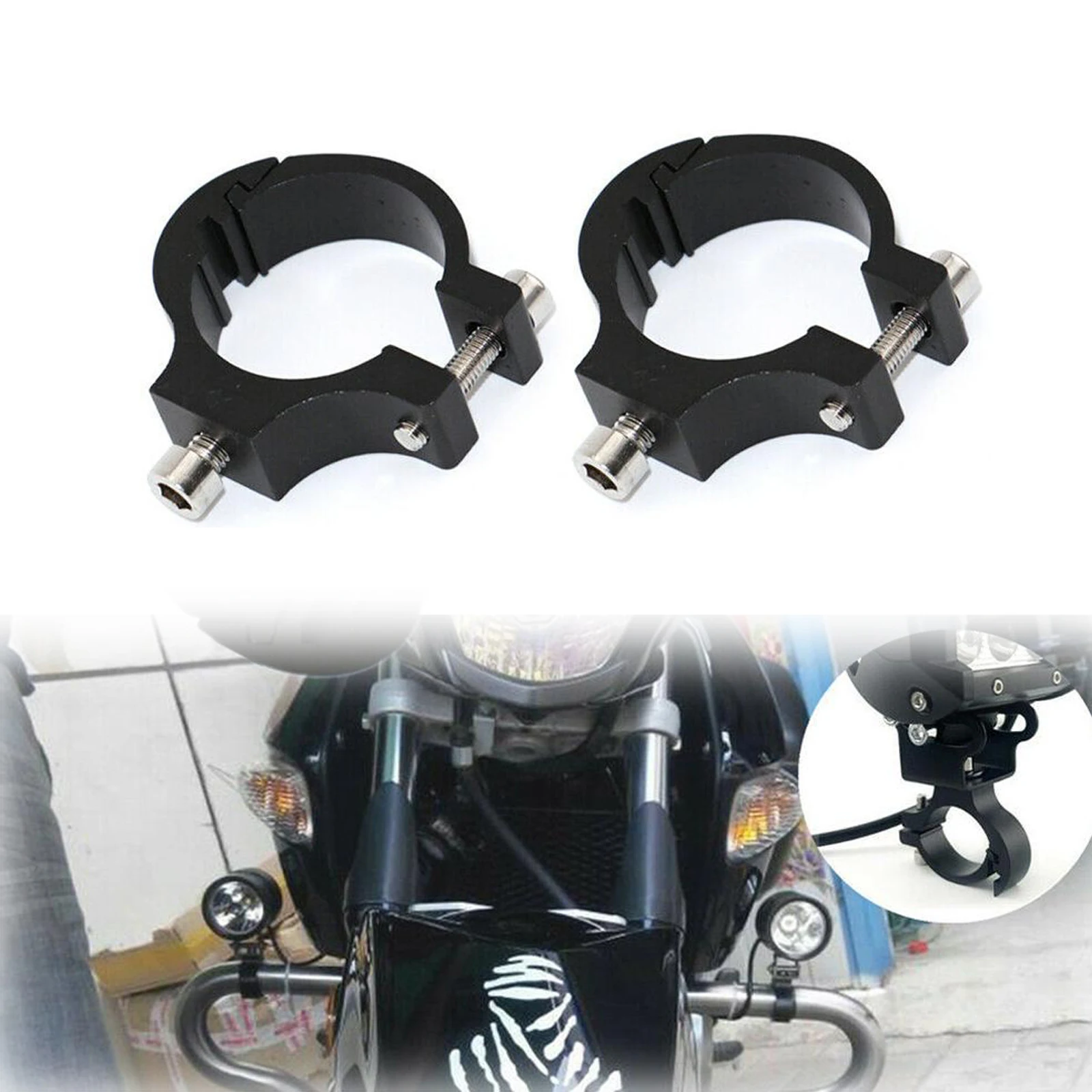 

2pcs Universal Motorcycle Headlight Bracket Tube Fork Spotlight Holder Clamp Mounting Handlebar Clamp For Honda 26-32mm Tube