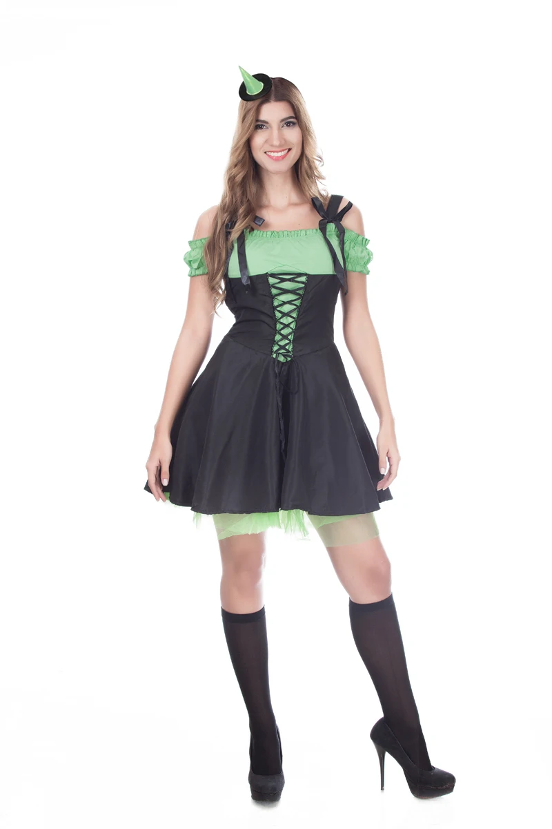 F1381 Halloween Green Wicked Witch Costume