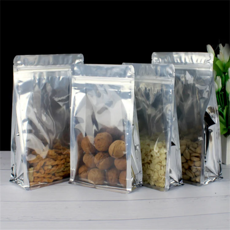 50PCS 3D Stand Up Translucent Aluminum Foil Zipper Bag DIY Xmas Snack Coffee Spice Tea Dates Tea Window Gift Storage Pouches