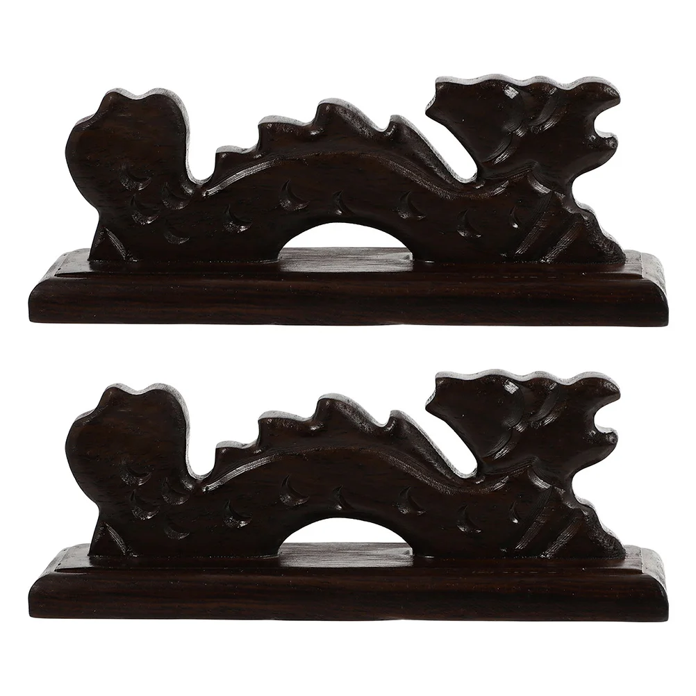 2Pcs Drachen Kopf Stift Halter Holz Pinsel Stift Rack Vintage Chinesische Kalligraphie Tinte Pinsel Organizer Desktop Decor