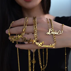 Acheerup Personalized Name Necklace for Women Stainless Steel Custom Letters Rope Twist Chain Pendant Men Charm Jewelry Gift