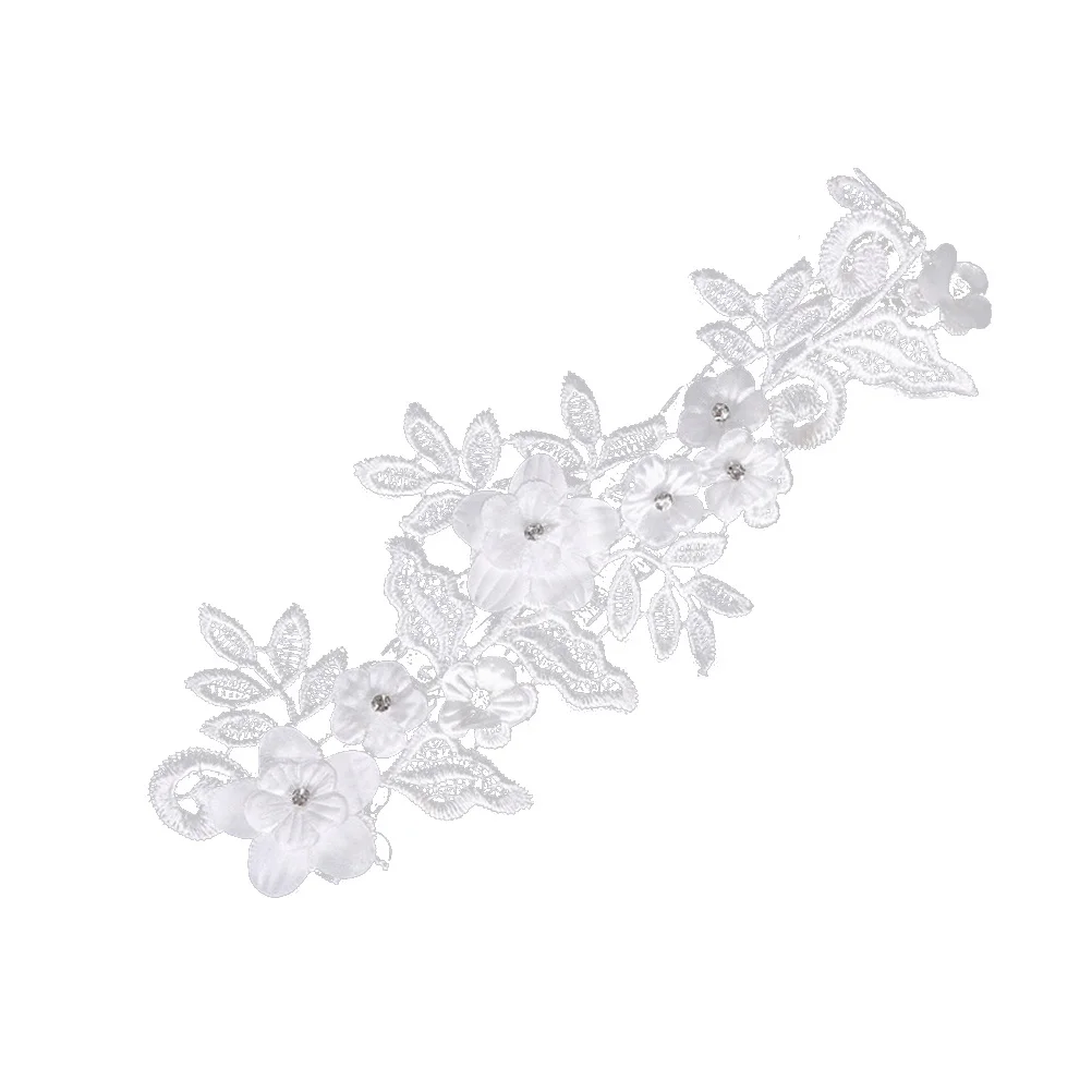 

Wedding Bride Garter Belt Elegant Lace Rhinestone Beaded Flower Floral Ornament White Perfect Bridal Party Prom Accessory