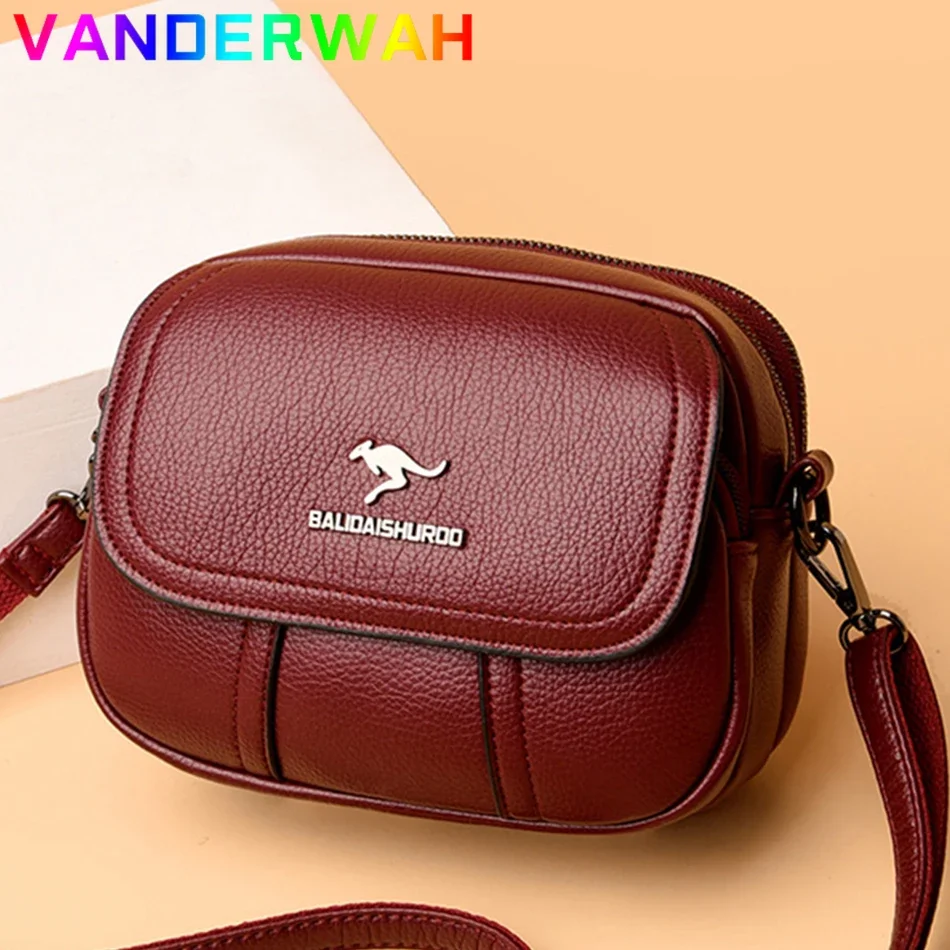 Luxury Women\'s Bag 2024 High Quality Soft PU Leather Ladies Shoulder Messenger Cell Sac Designer Multi-layer Mini Wallet Purse